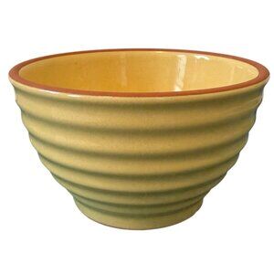 Vintage Molde Portugal Bowl Pottery Beehive Yellow Terracotta Trim 6x3.5” 1980's